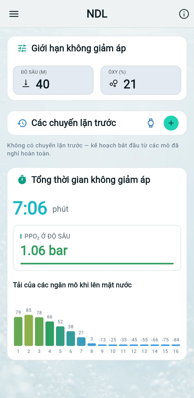 Tôi có thể ở lại bao lâu trước khi cần dừng giảm áp bắt buộc?